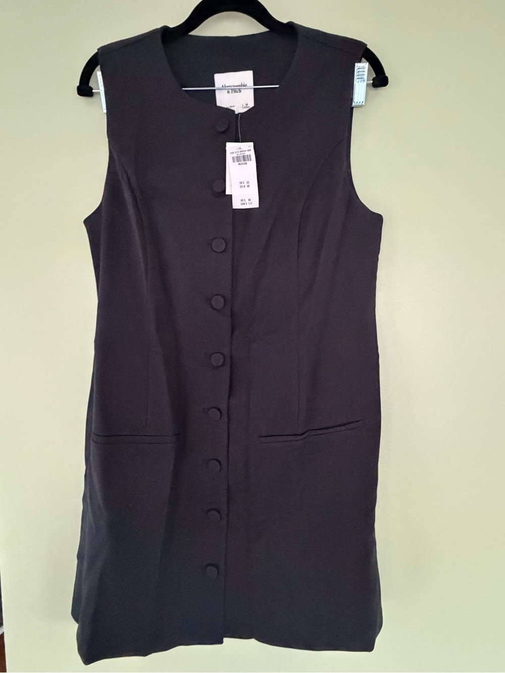 NWT Abercrombie & Fitch Black Sleeveless Button-Down Shift Dress